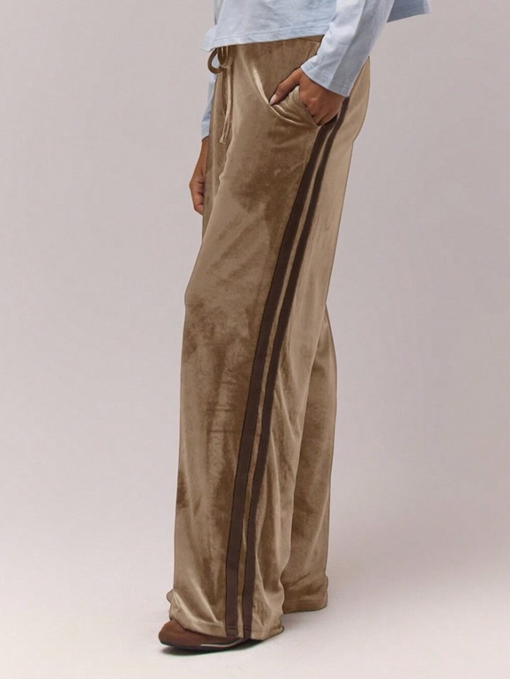 Brown Casual Women's Loose Low Waist Drawstring Joggers